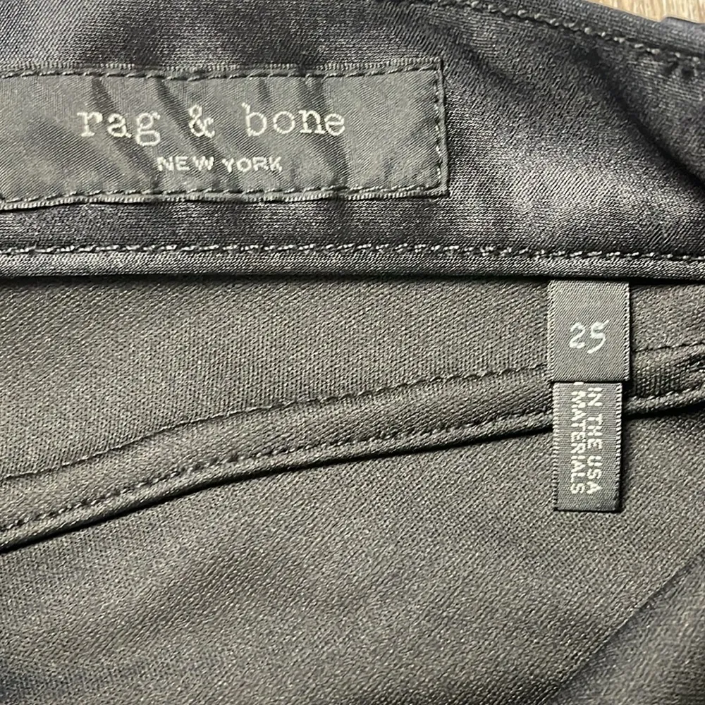 Rag & Bone High Rise Skinny Ankle Pants in Black Sateen Size 25 - Image 15