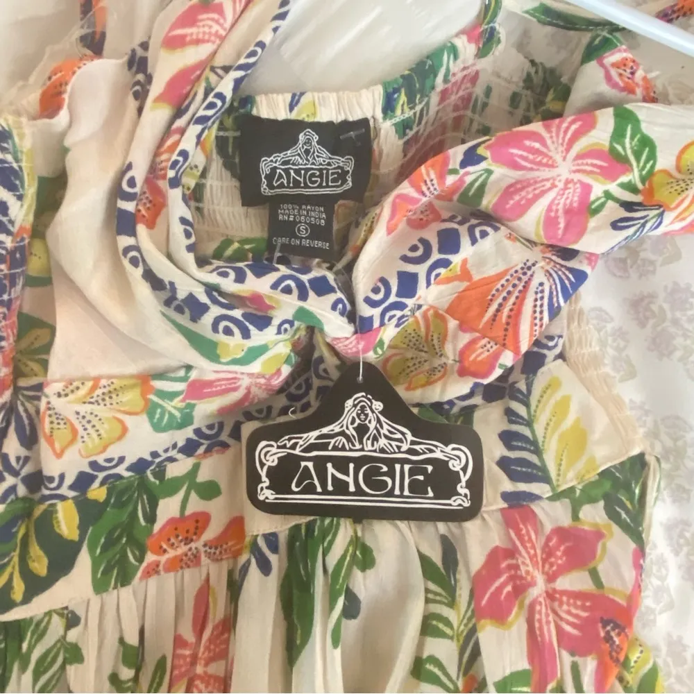 ANGIE Floral Maxi Adjustable Straps Dress with chest cutout NWT Pink - Image 12