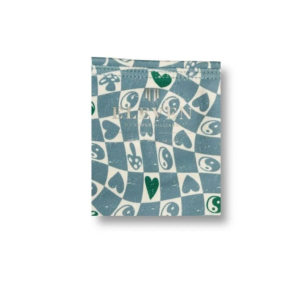 NWT EleVen by Venus Williams S Sky Blue Biker Shorts‎ Retro Print Active Gym Yog - Image 6