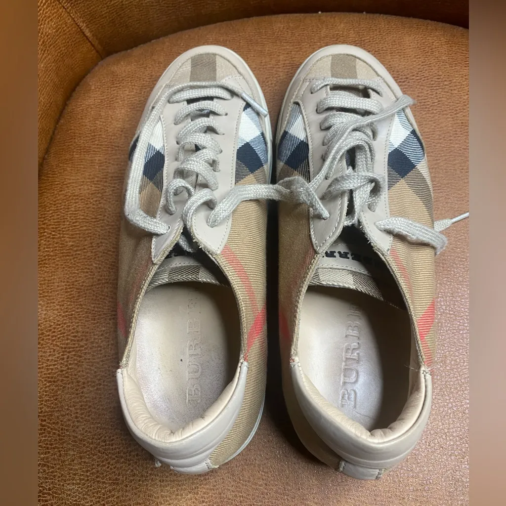 Burberry Vintage Check Canvas & Leather Mid-Top Sneakers | EU 40 (US 9.5/10) - Image 5