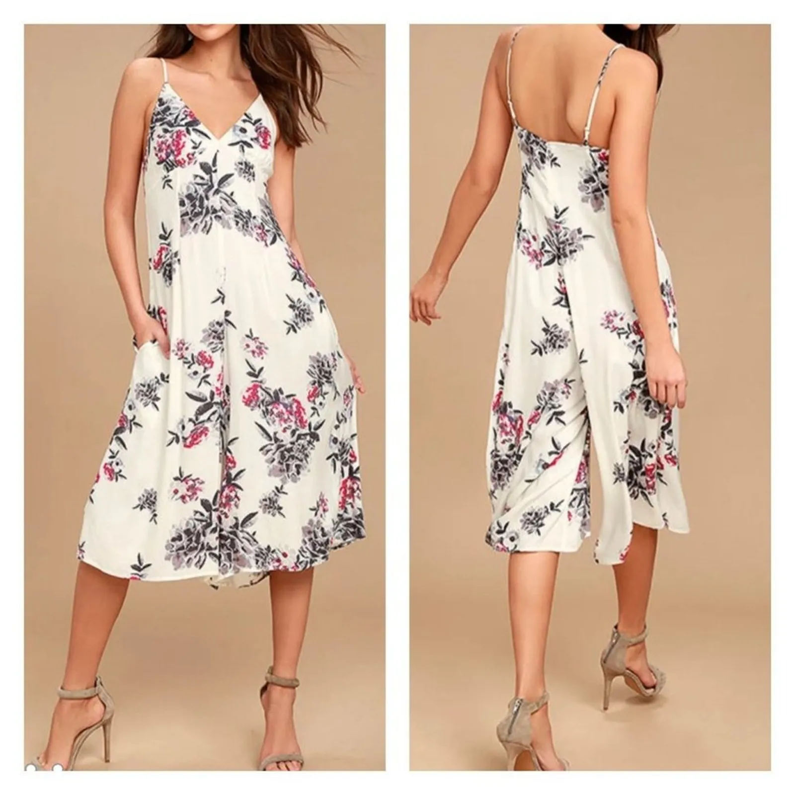 Some Days Lovin - Mary May Floral Print Midi Jumpsuit in White - Image 5