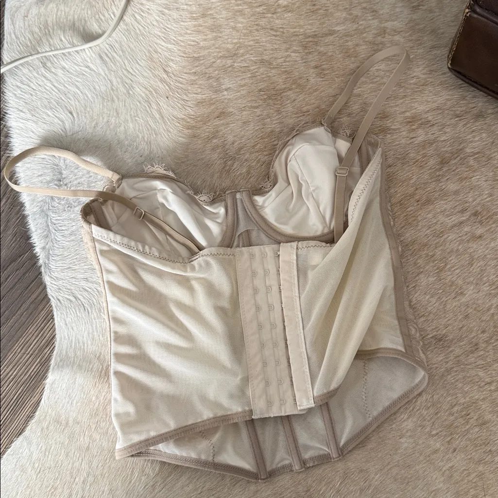 Garage Beige Mesh Top Chrishell Lace Mesh Bustier XS - Image 4