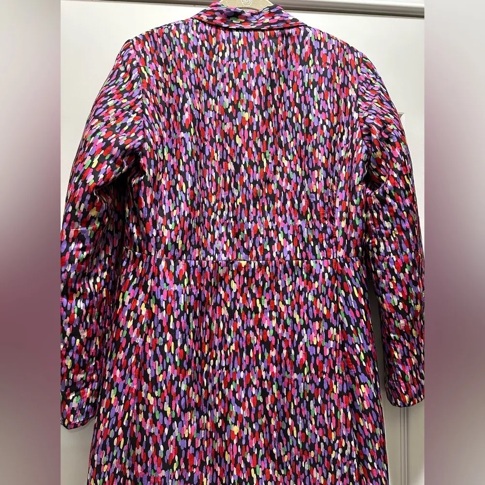 Silkland Womens‎ Black Floral 100% Silk Jacket Size 4 Button Front EUC Red - Image 4