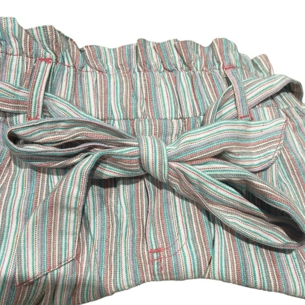 American Eagle Outfitters Striped Paper Bag Shorts XS - Image 4