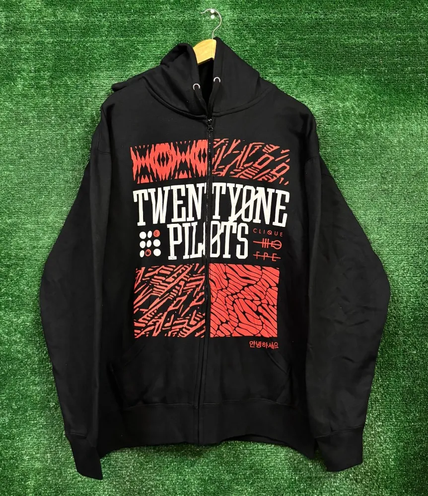 Twenty One Pilots Skeleton Clique Rock Zip-Up Hoodie Size Extra Large - Image 1