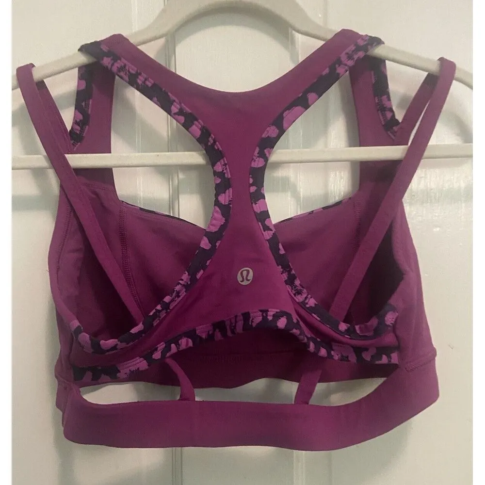 Lululemon Sports Bra Size 10 Large Crossback Support Fitness Yoga Gym Pink Black - Image 2