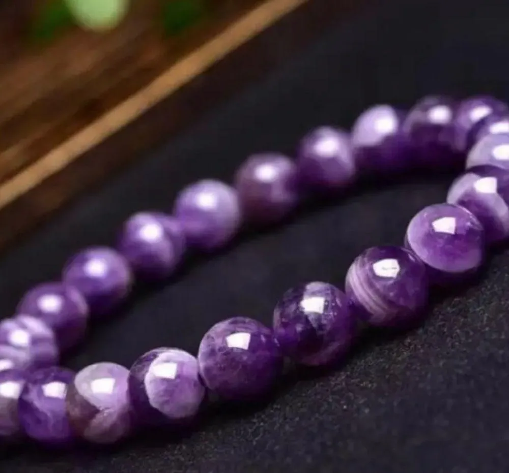 Natural  Quartz Bracelet-Purple Gemstone Bracelet, Crystal Beads - Image 3