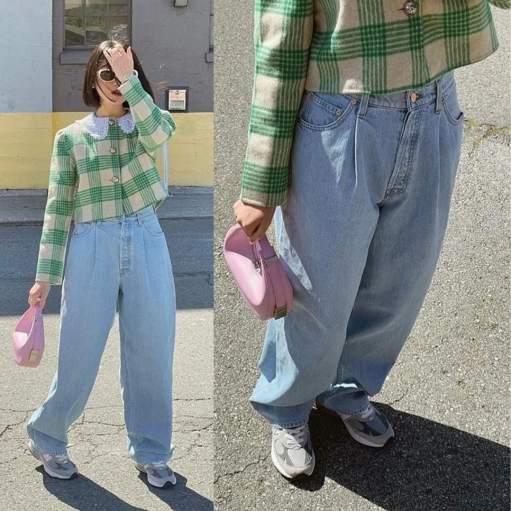 NEW MOTHER SNACKS! Pleated Fun Dip Puddle Jeans Just a Little Nibble Straight Blue Size 28 - Image 5