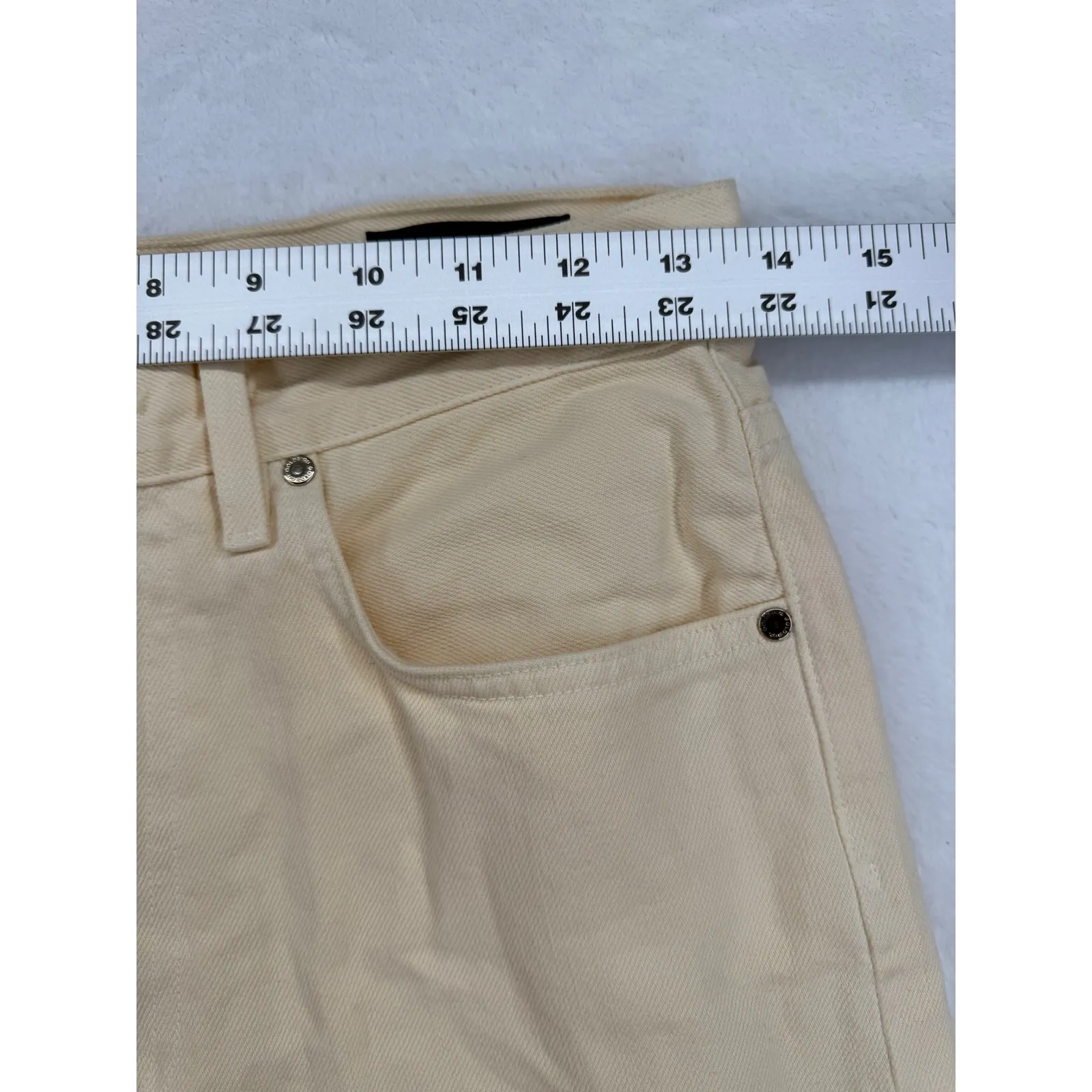 GoldSign Women's butter‎ yellow Wide Leg Jeans Size 27 High Waist Denim Casual Tan - Image 2