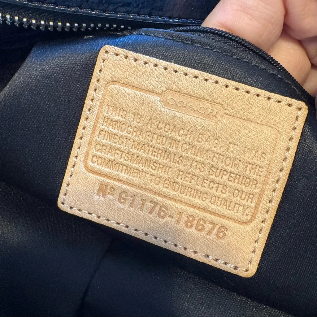 Vintage Coach Poppy Quilted Tote Shoulder Bag Signature CC Black Tan G1176 - Image 13