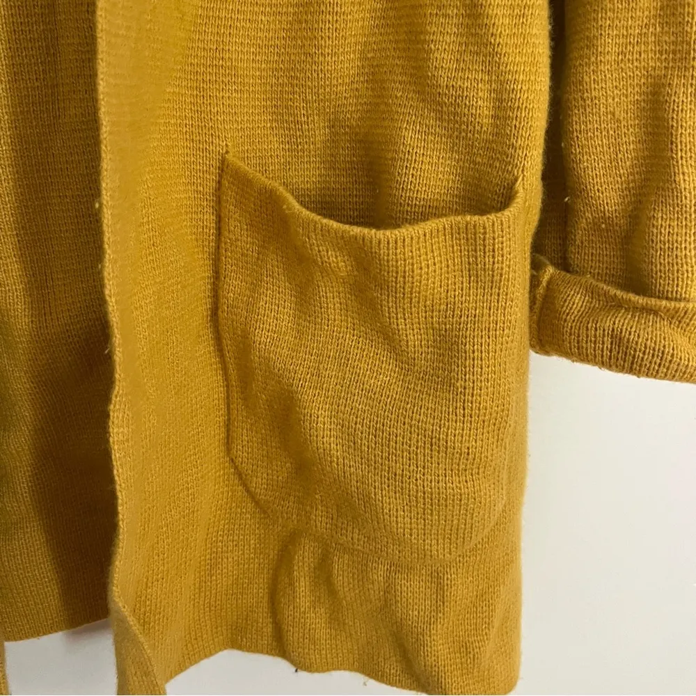 Talbots Wool Blend Open Front Mustard Pocketed Knit Coatigan - Image 2