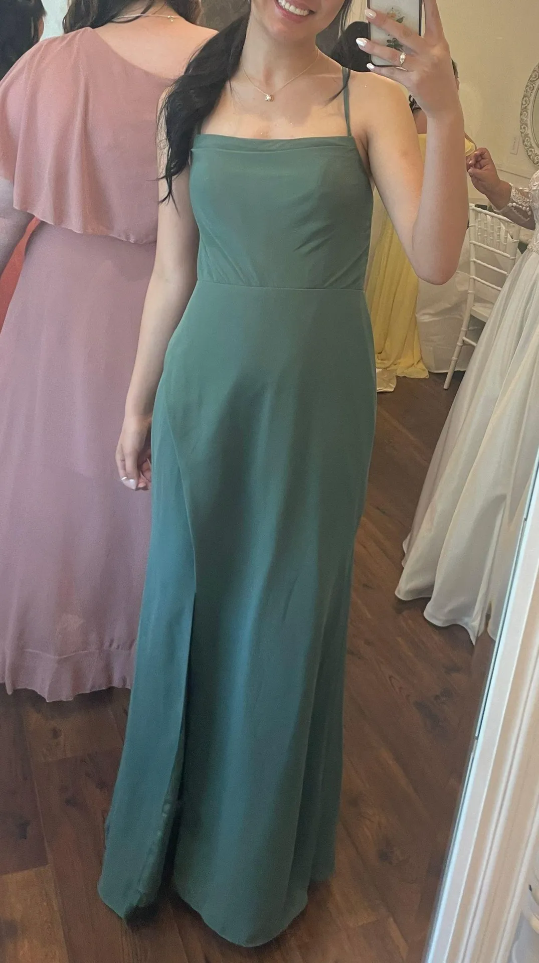 Size 6  dress color eucalyptus no alterations have been made - Image 2