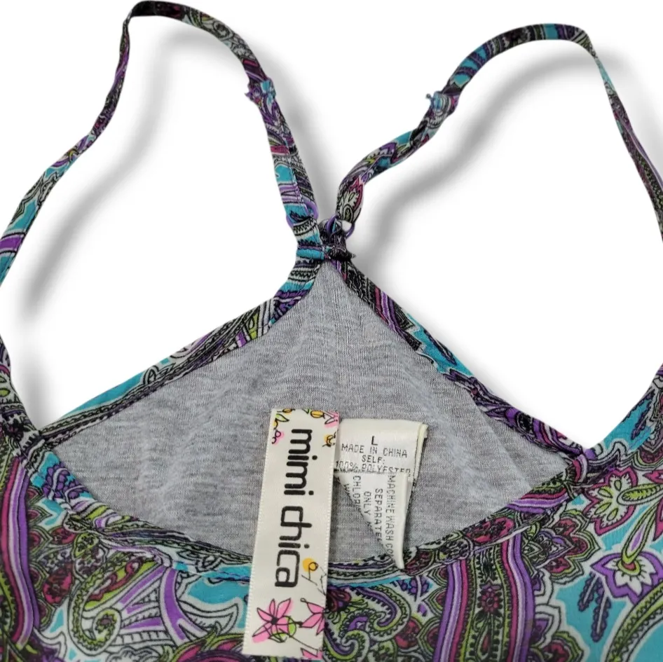 Mimi Chica Dress Size Large Womens Mini Dress Sleeveless Spaghetti Strap Paisley Women's Dress - Image 7