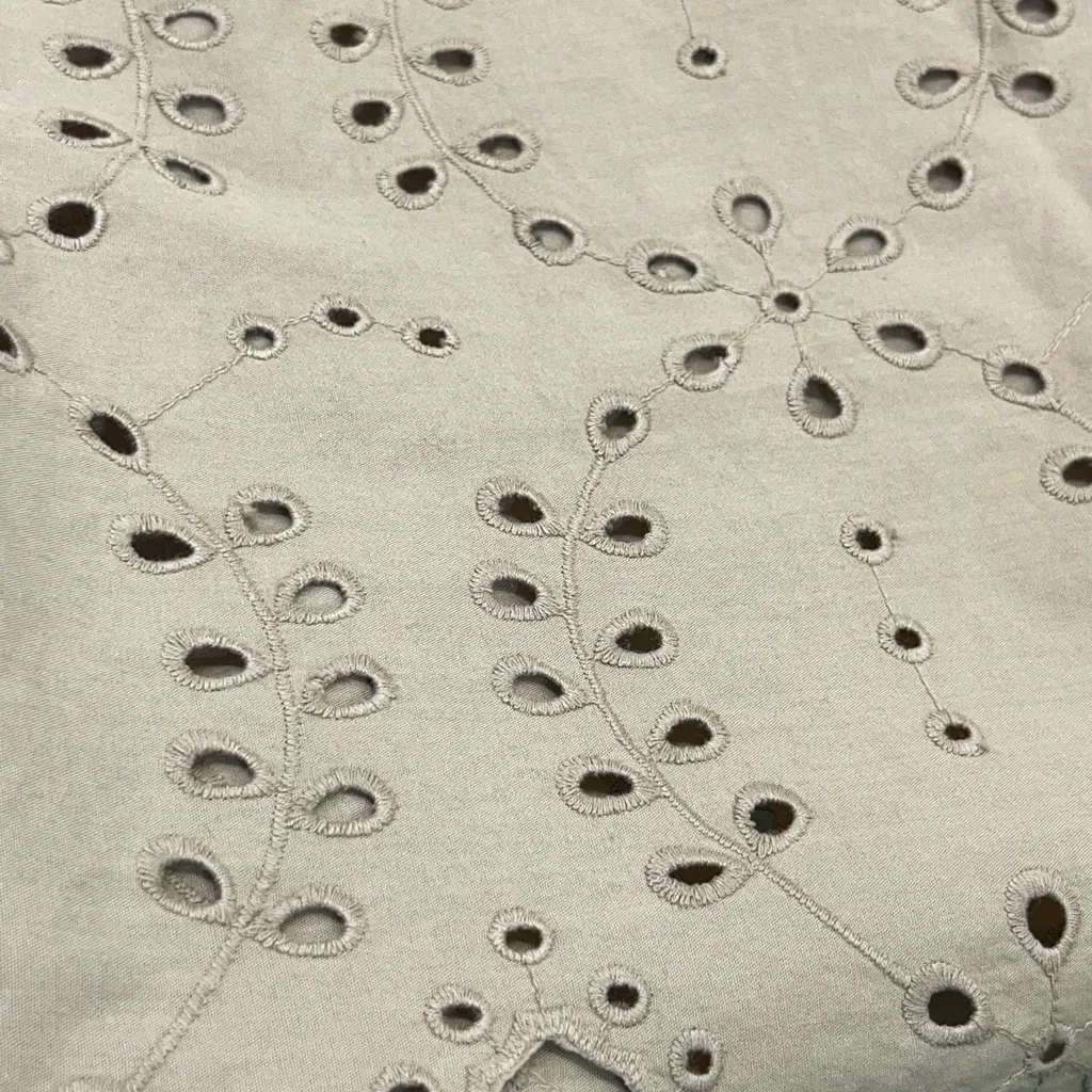 Sweet Magnolia Long Sleeve Shirt Dress W/Embroidered cut out 100% Cotton L Tan Size L - Image 7