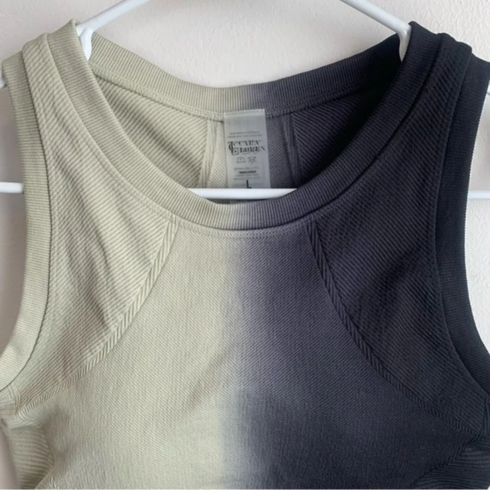 Cara Loren Two Toned Cream & Gray Crop Top & Leggings Size L - Image 10