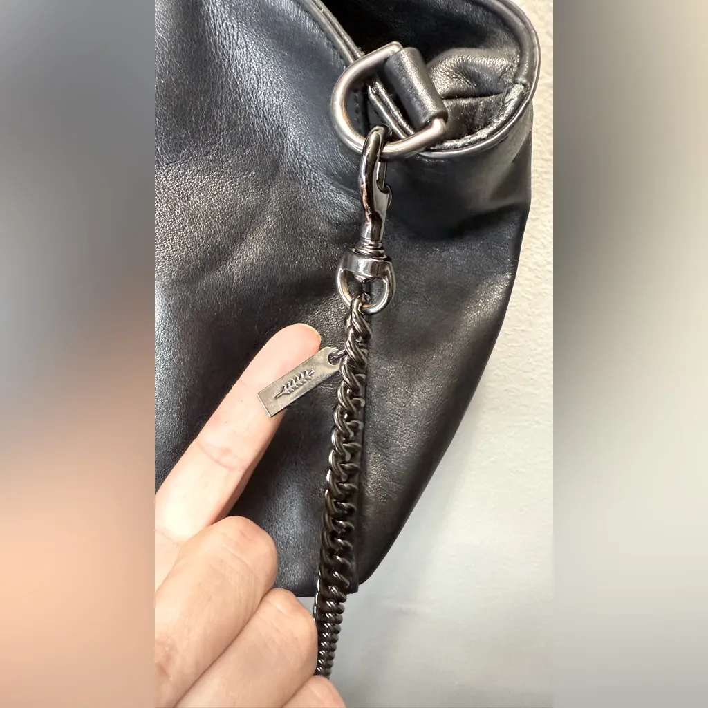 Thacker Black Leather Ring Satchel Silver/Black‎ Hardware - Image 4