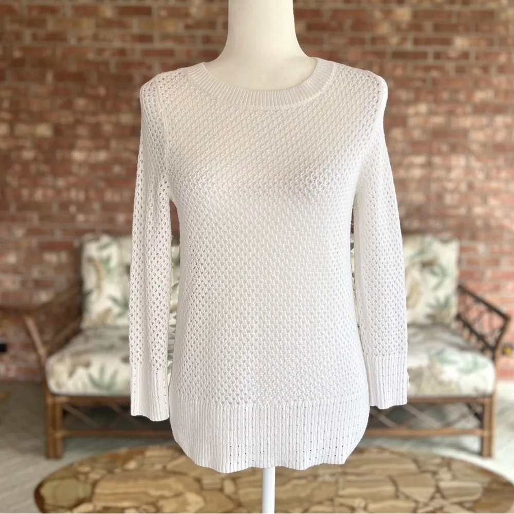 Talbots Sweater Open Knit Long Sleeve Round Neck XS Shimmer Casual Preppy Office - Image 6
