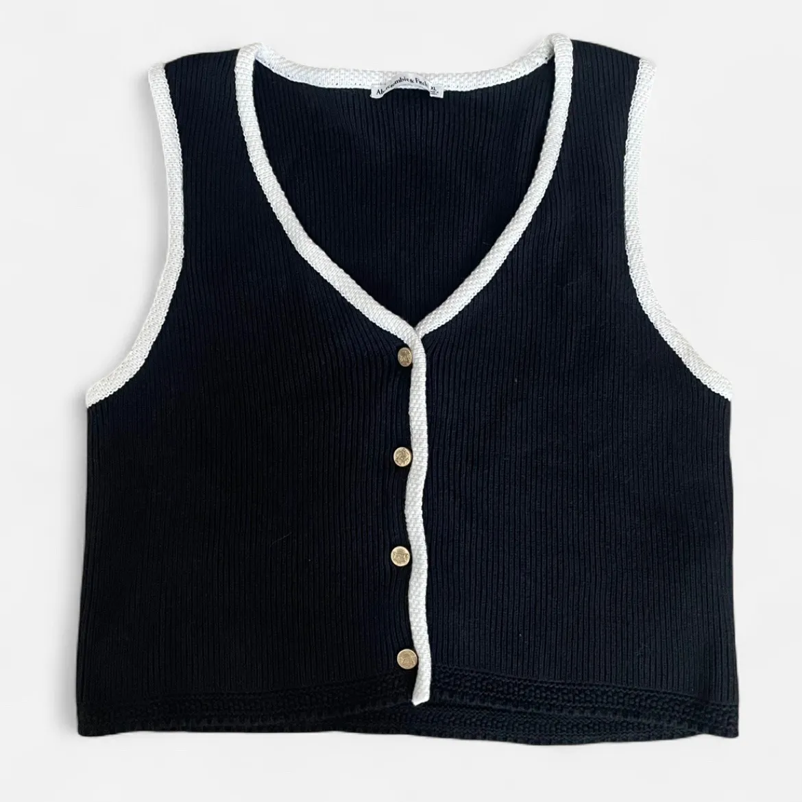Abercrombie Fitch The Mara Knit Button Front Sweater Vest Top Women's XL - Image 2