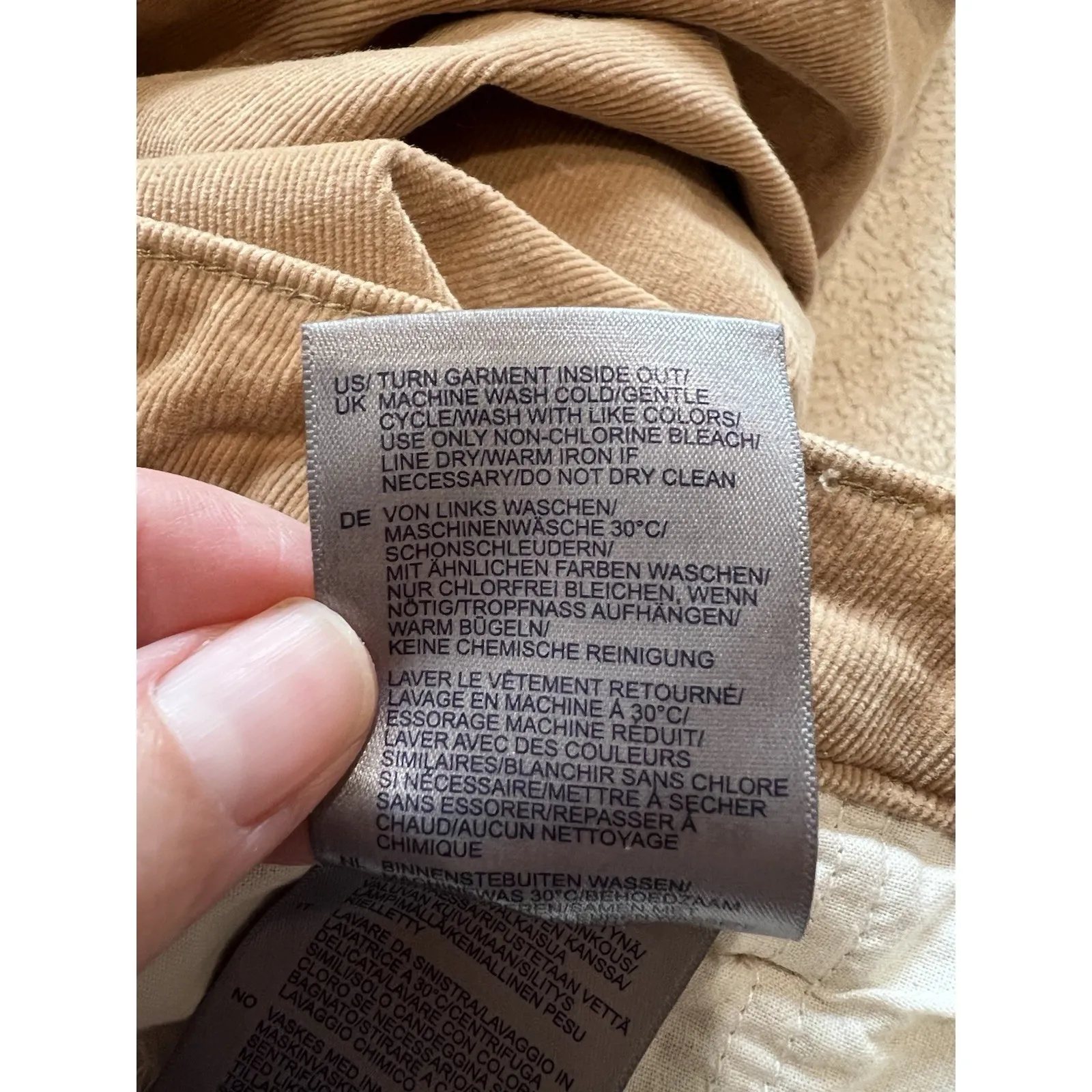 NYDJ Teresa Wide Leg Corduroy Pants Tan Lift Tuck Slimming Minimalist - Image 8