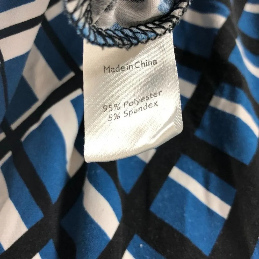 Leota Womens Helene Peplum Top Criss-Cross Scoop Neck Sleeveless Stretch Blue 1X - Image 6