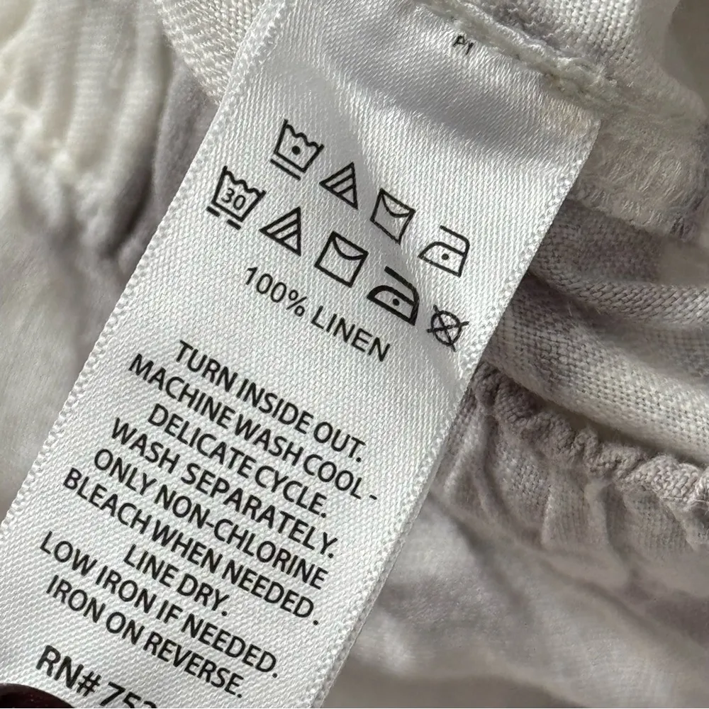 Rachel Zoe White Grey Tie Dye 100% Linen High Rise Lightweight Jogger Pants XS - Image 10