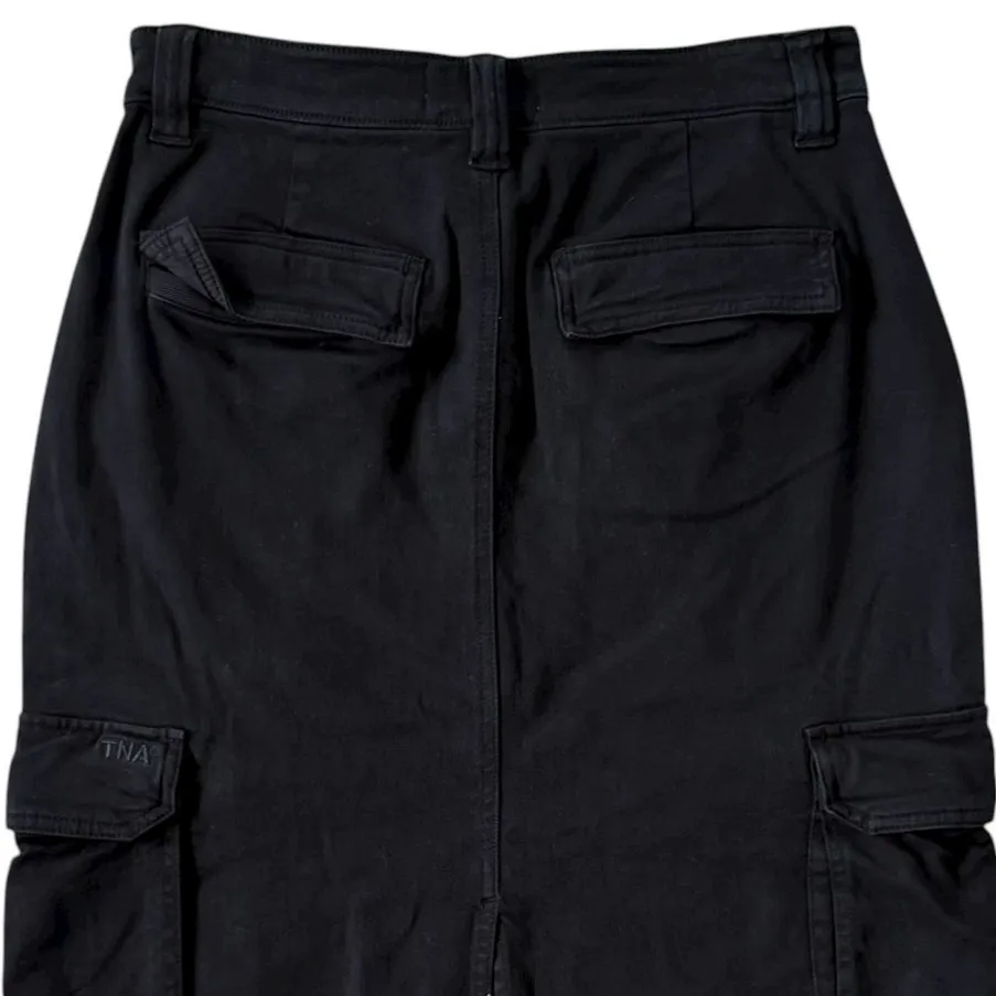 Aritzia TNA Cargo Skirt Black Denim Midi Skirt with Pockets Size Small (4) - Image 4