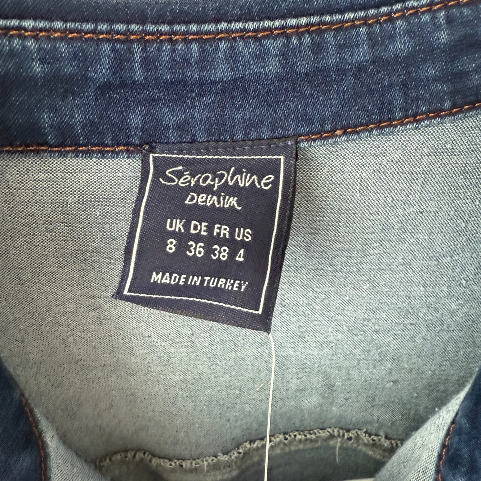 Seraphine Denim Jumpsuit Long Sleeve Button Front Blue Size 4 UK - Image 4