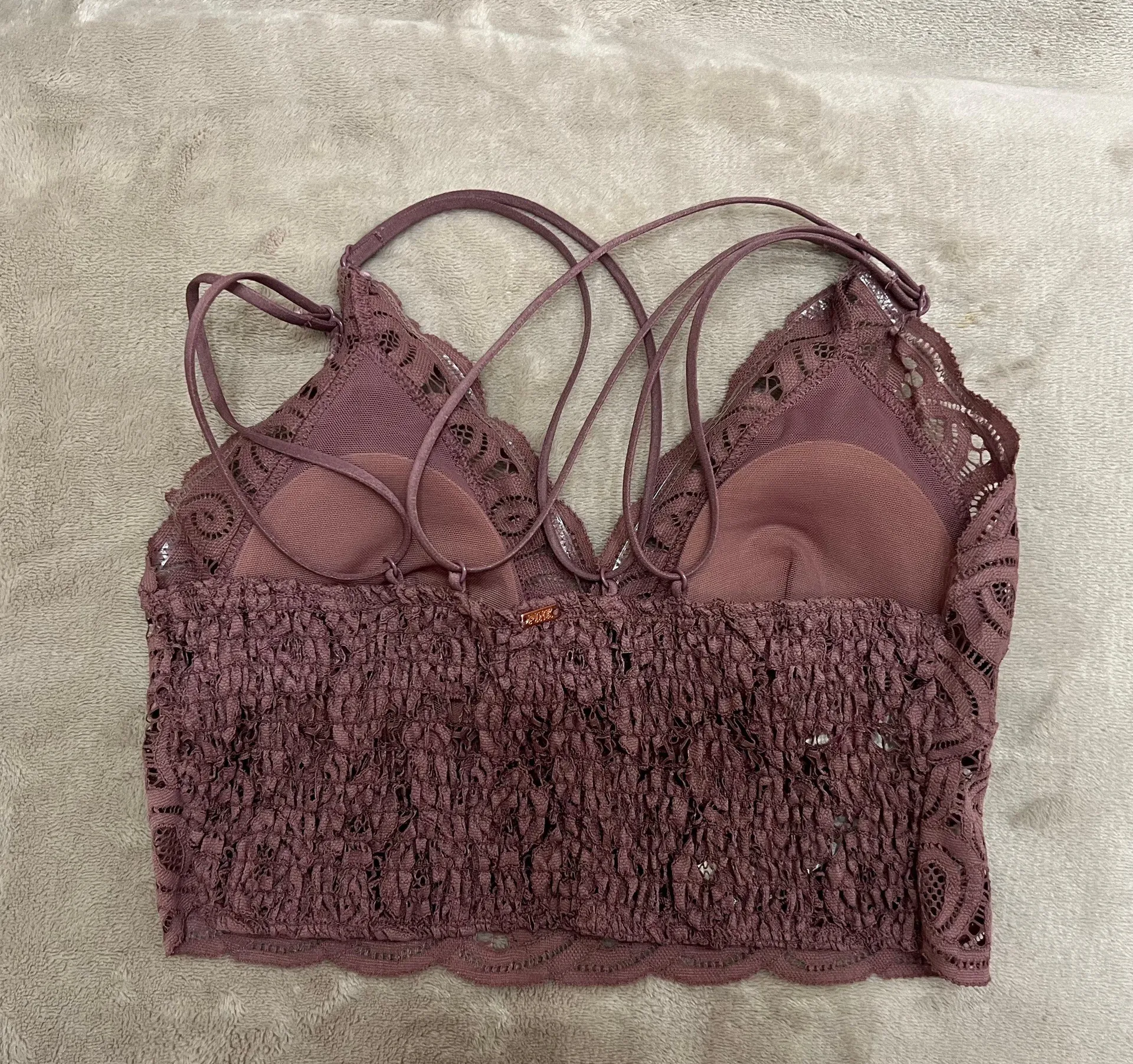 Maroon Lace Padded Bralette - Image 3