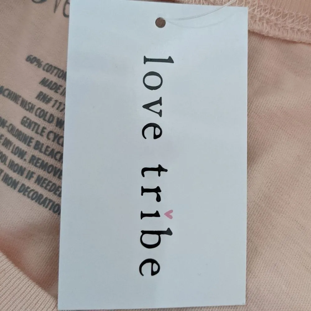 Love Tribe Cherry Bomb Light Pink Retro T-Shirt Size Medium Retro Babydoll Tee - Image 8