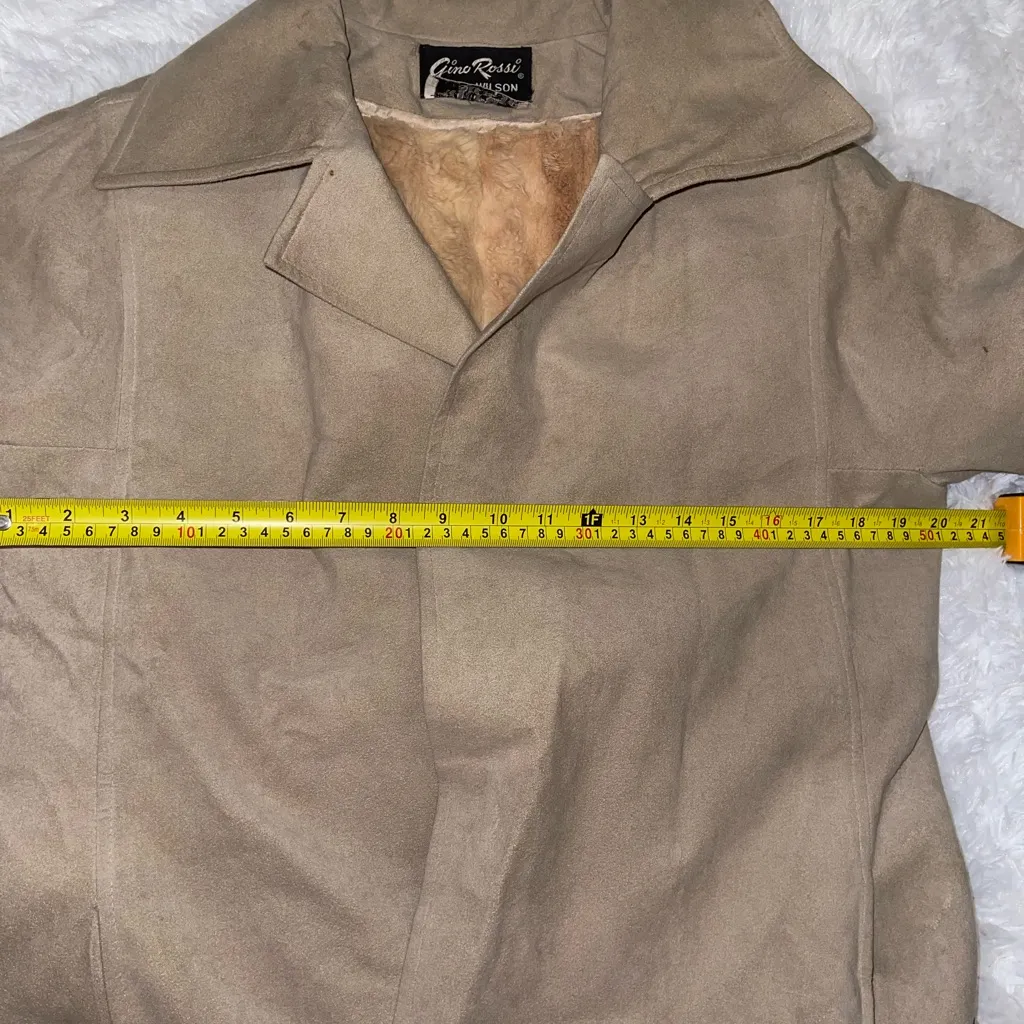 Vintage Gino Rossi for Wilson ultra suede long trench coat tan jacket tie waist Size M - Image 7