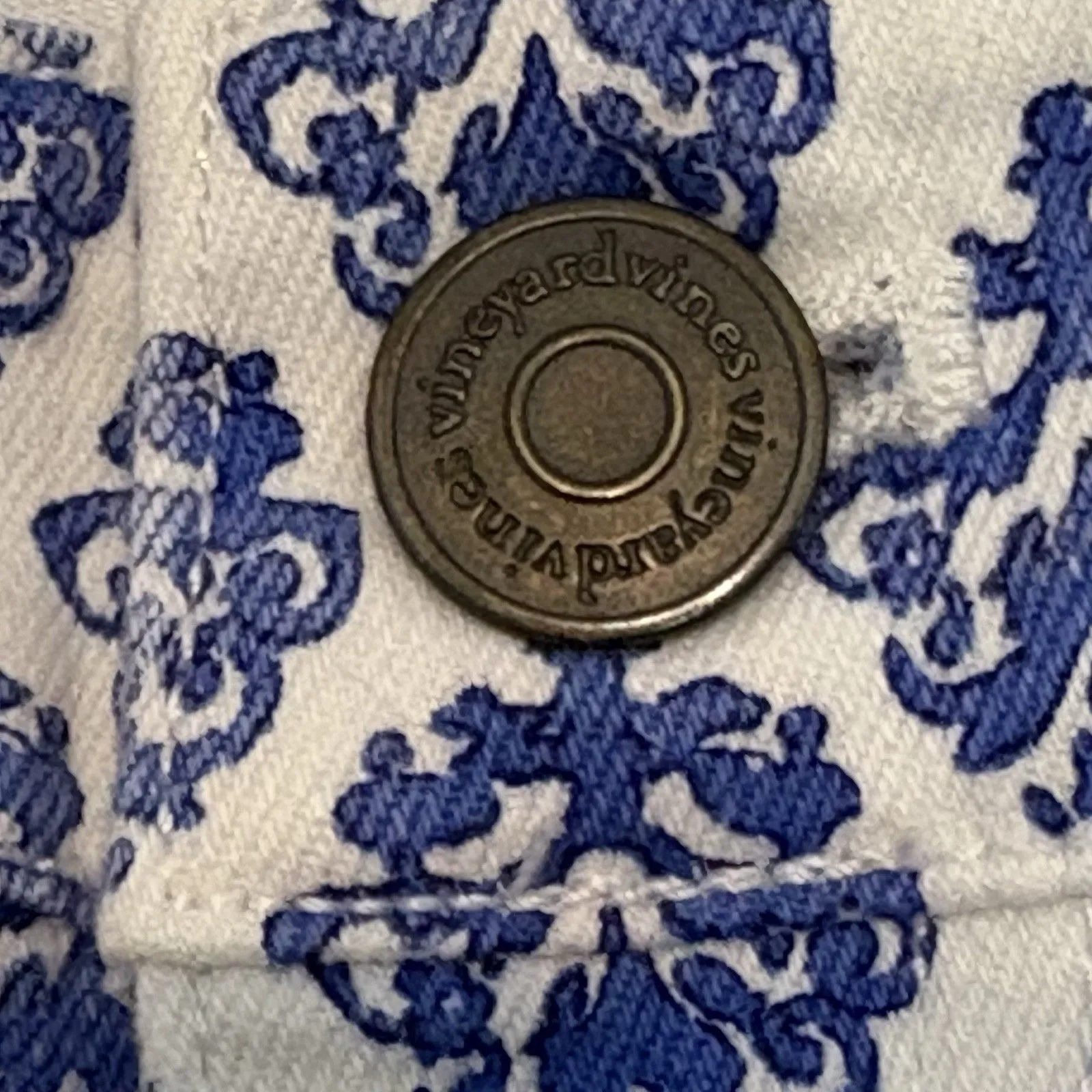 Vineyard Vines Gustavia White Blue Printed Mid Rise Skinny Ankle Jeans Size 4 - Image 5