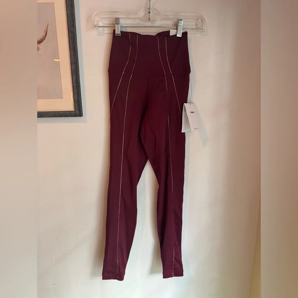 NWT Nike Yoga Dri-Fit 7/8 High Waisted Leggings In Burgundy - Image 4