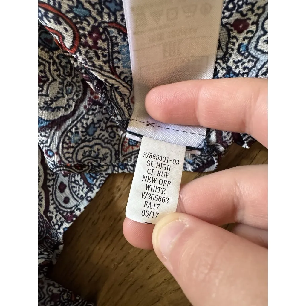 Gap Ruffle Sleeve Top Women Sz‎ XS Paisley Polyester Lightweight Colorful Preppy - Image 12