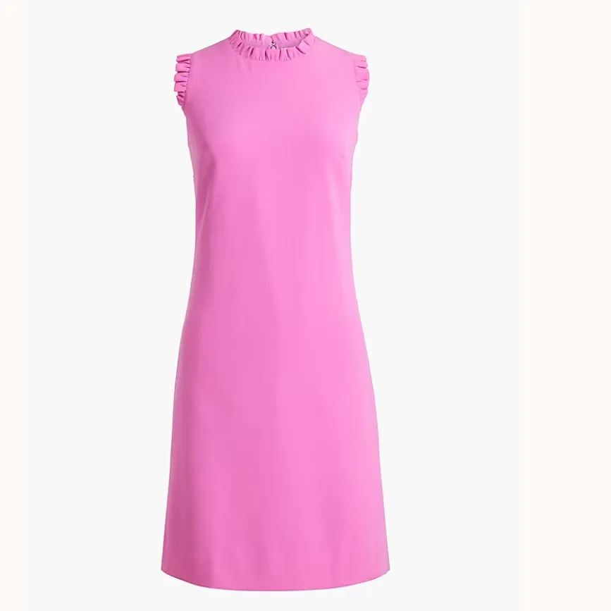 NWT J. Crew Factory Ruffleneck Suiting Dress Shift Pastel Pink‎ Career Business Pink Size 10 - Image 2