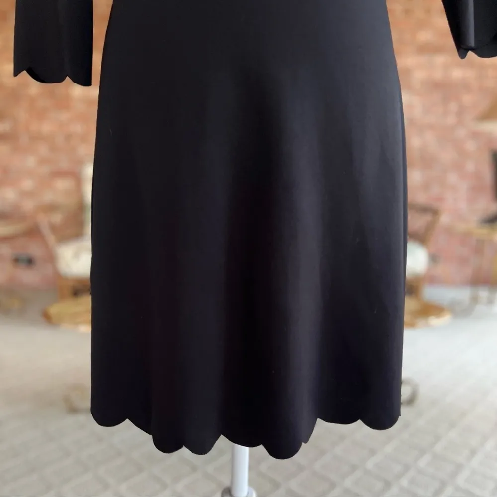 Lola Grace Dress Skater Knit Scalloped Skater Black Long Sleeve M Fit and Flare Size M - Image 4