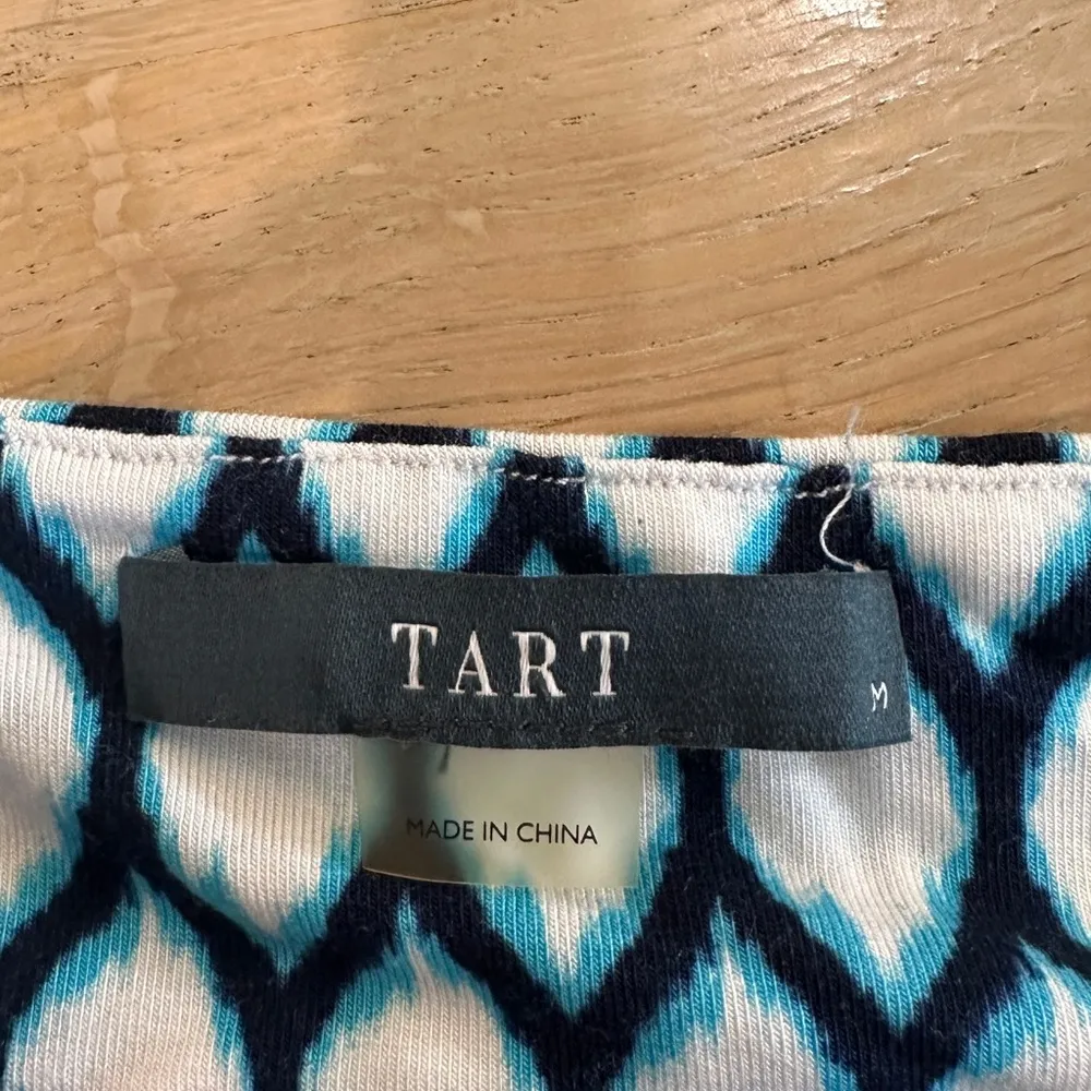 Tart cowl neck sleeveless modal dress geometric pattern  blue white size medium - Image 3