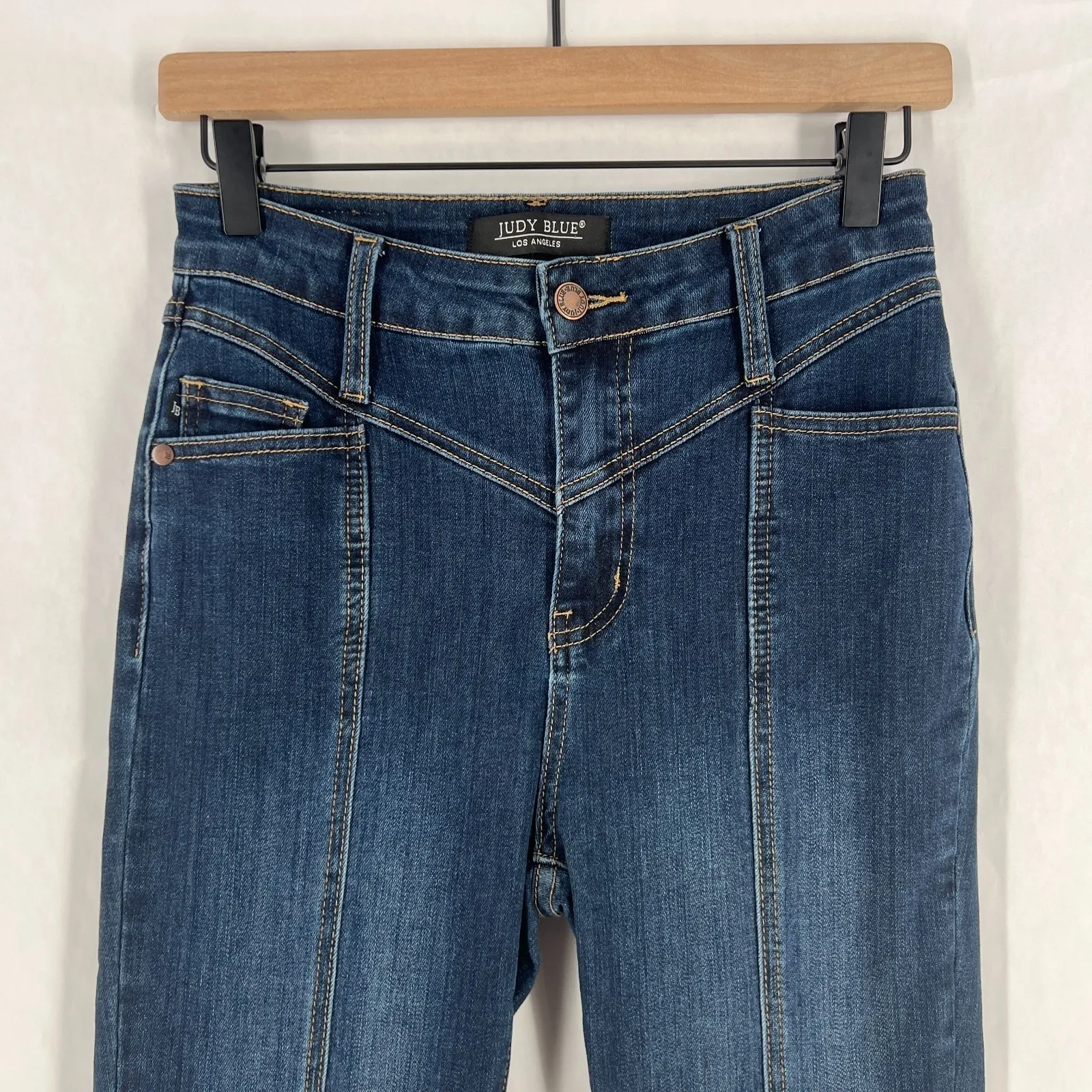 Judy Blue Carson City Flare Fit Jeans Womens 26 Blue Denim Stretch Front Seam - Image 2