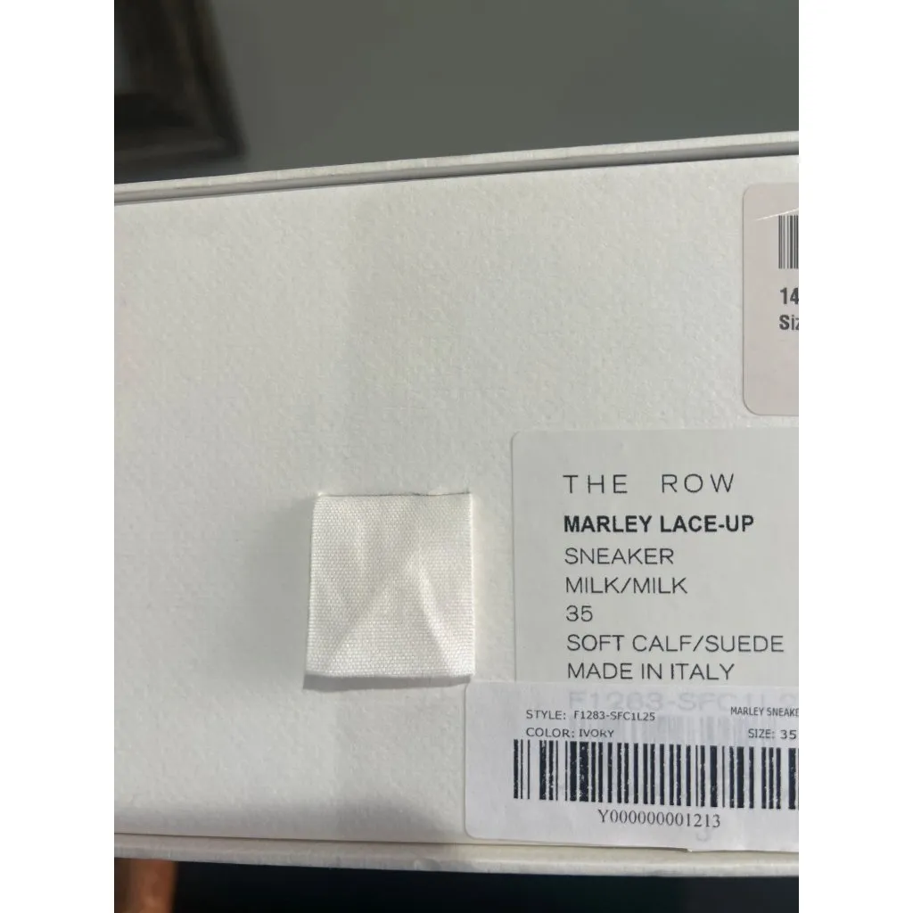 The Row Marley Suede Paneled Leather Sneakers Milk White Womens Size 35 5 - Image 8