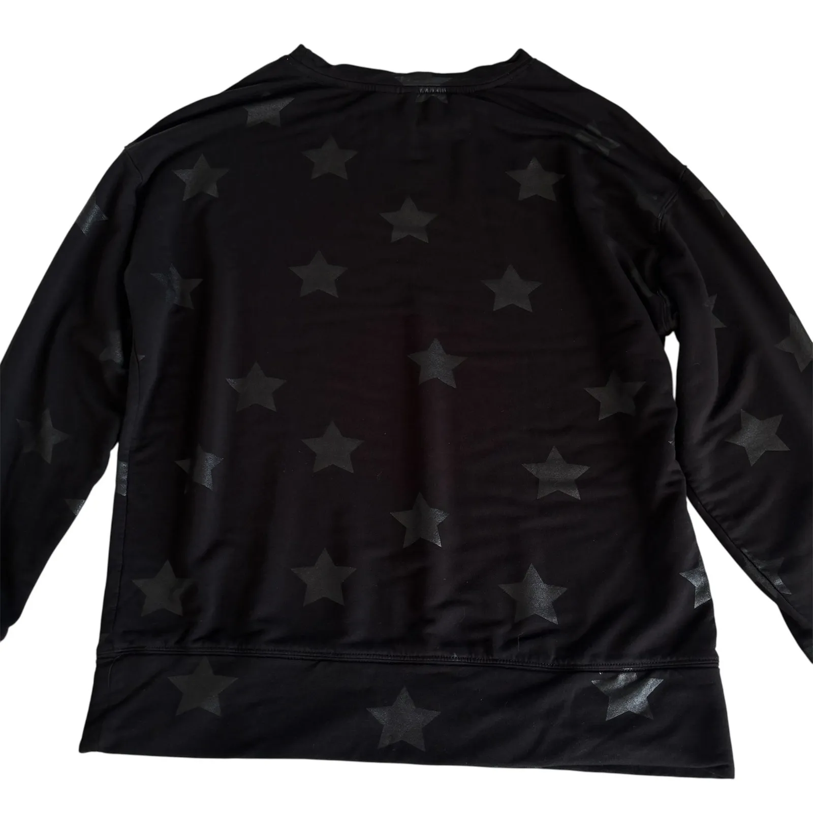 Terez Black Star Print Foil Cropped Crewneck Sweatshirt Women’s Size Large - Image 6