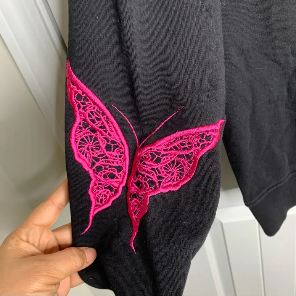 MSGM black‎ embroidered butterfly sweatshirt size small minimalist Black - Image 2