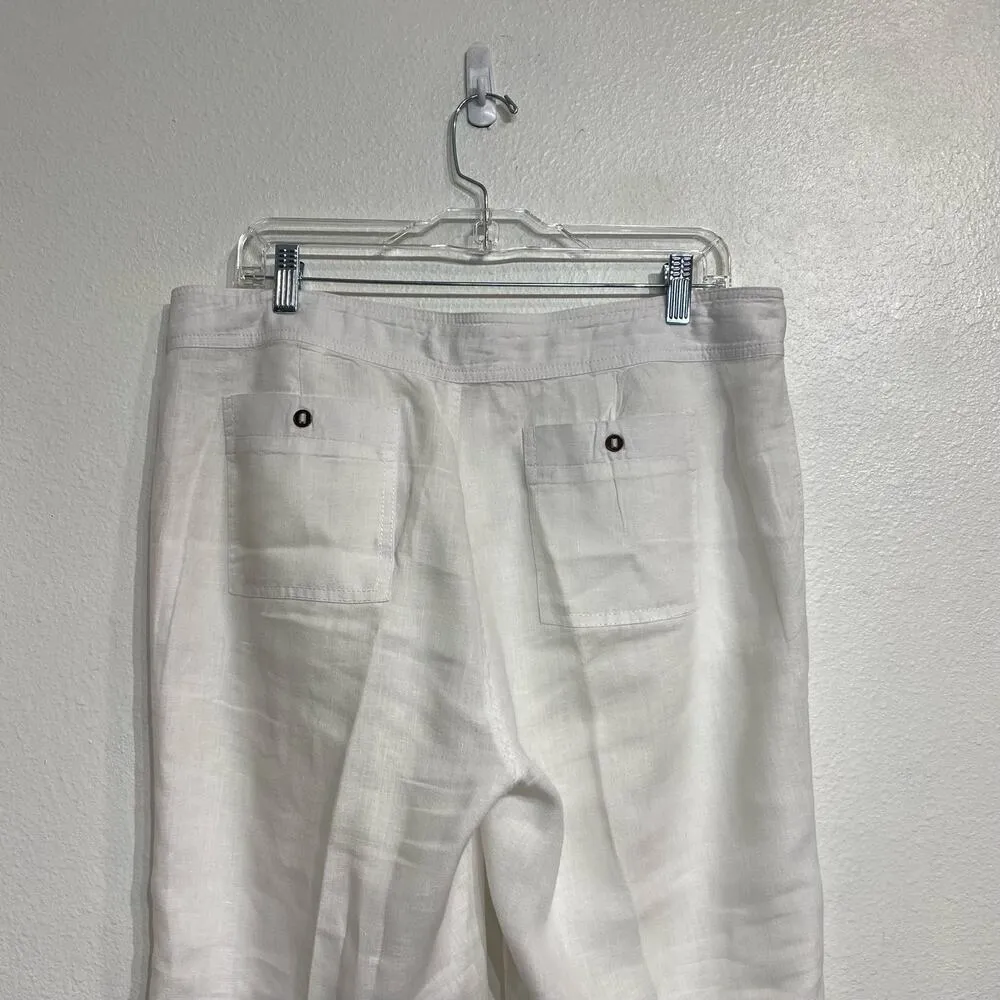 Michael Stars White Linen Drawstring Pants Sz M - Image 10