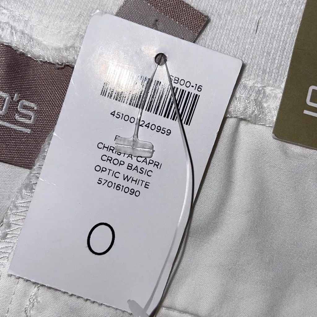 Chico's Womens Christa Elastic Waistband Crop Capri Pants White Sz 0‎ XS (4) NWT - Image 6