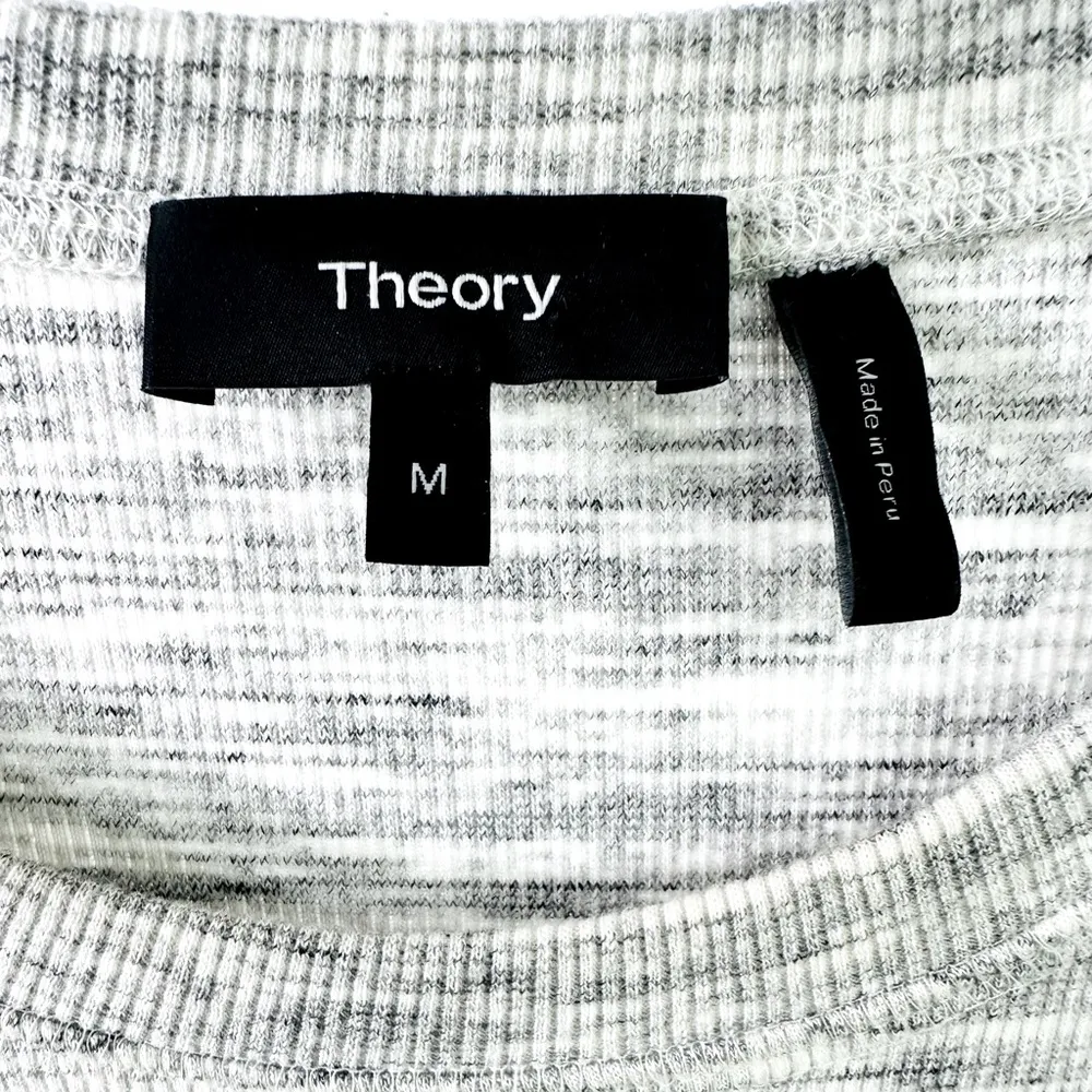 Theory Cherry B3 Stirling Rib Knit Heathered Grey Short Sleeve Dress Size M - Image 9