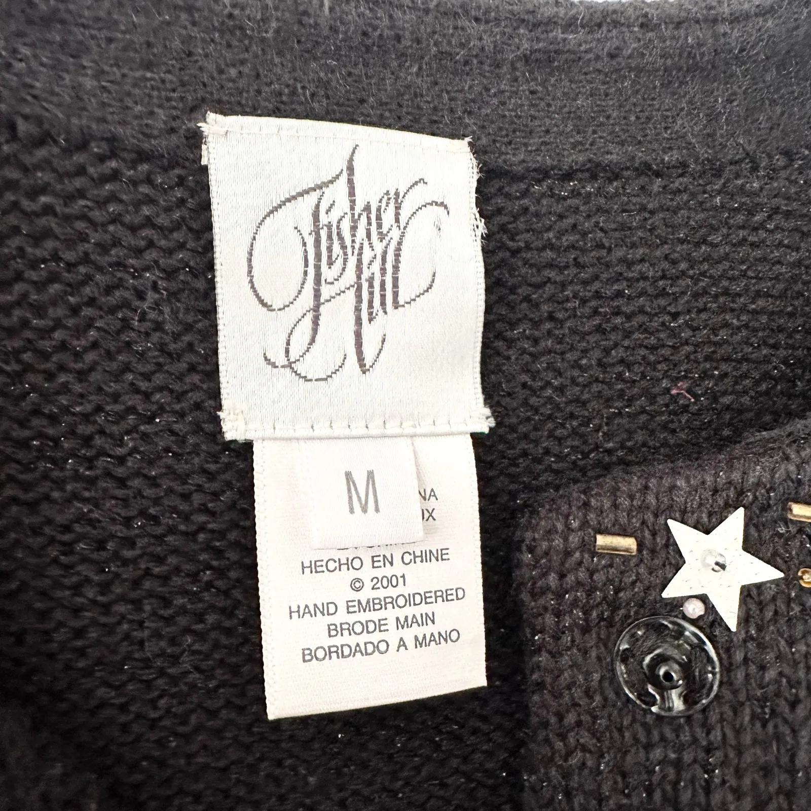 Fisher Hill NWT Deadstock Black Angel Fair Holiday Embellished Cardigan Medium - Image 7