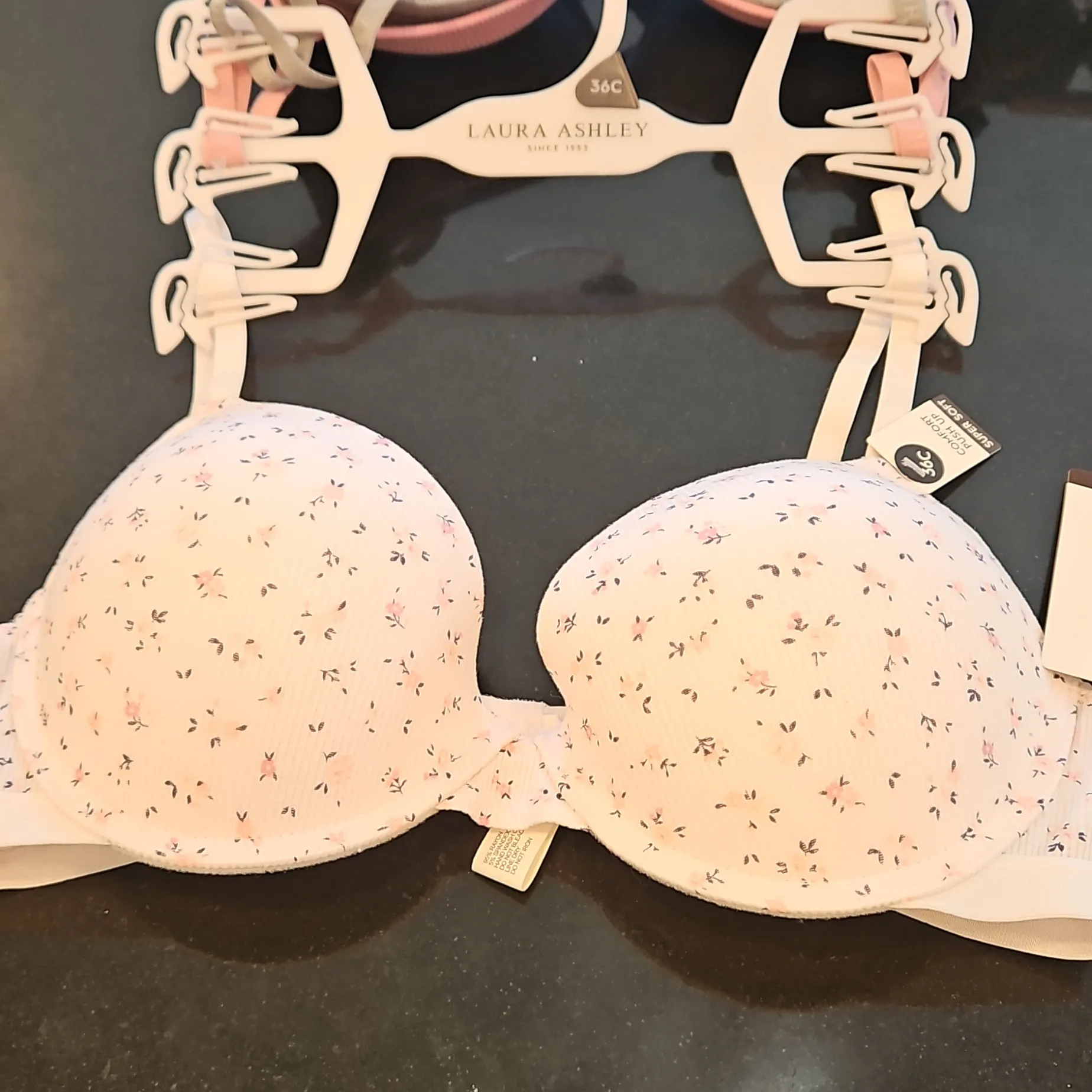 đź’•LAURA ASHLEYđź’• 3 Pack Super Soft Comfort Push Up Bras ~ Multi-Color 36C NWT - Image 4