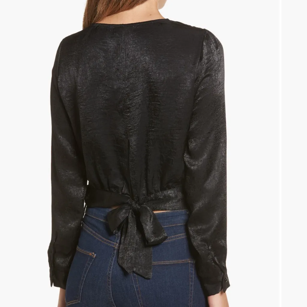 Socialite Black Sateen Top - Image 2