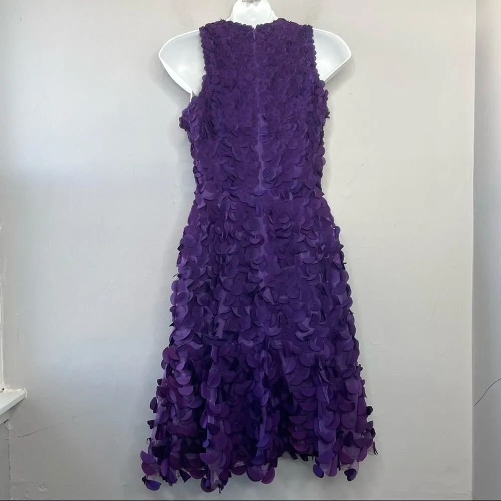 THEIA Flower Petal Dress Size 4 Beaded Fairytale Party Event Date Formal Wedding Purple - Image 7