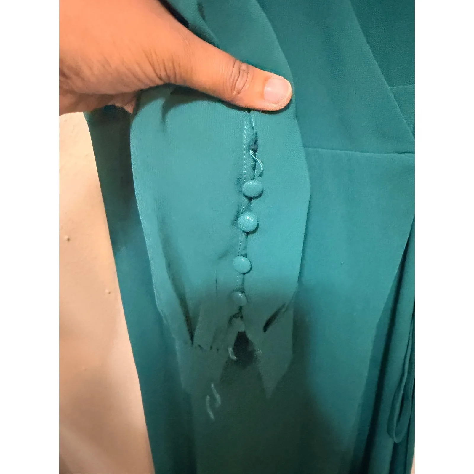 Lulus Teal Green Long Sleeve Wrap Maxi Dress Size Small READ - Image 5