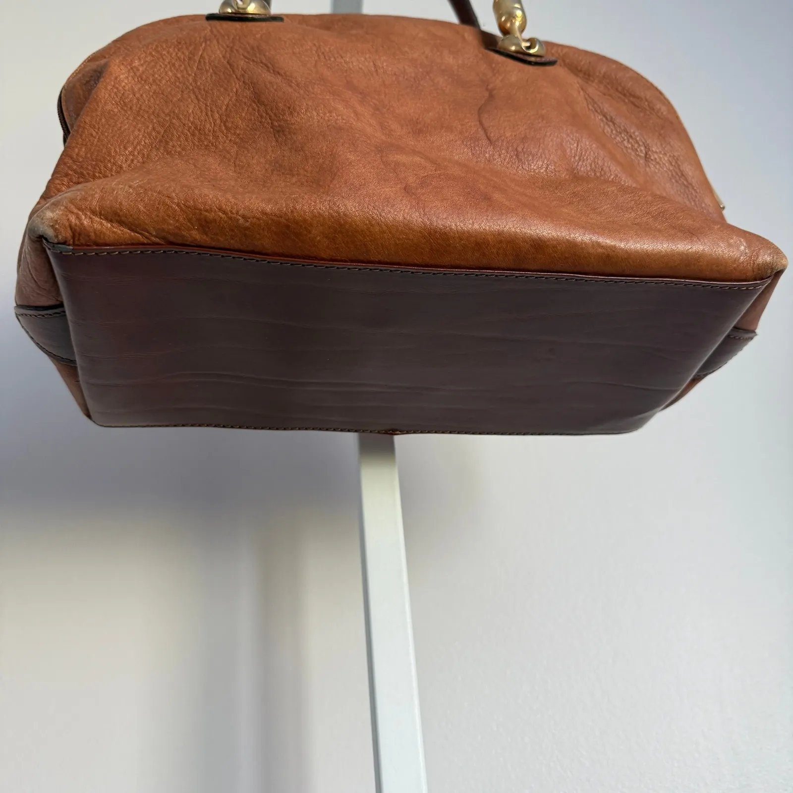 Valentino di Paolo VINTAGE Brown‎ Genuine Leather Dome Satchel Handbag Purse Brown - Image 6