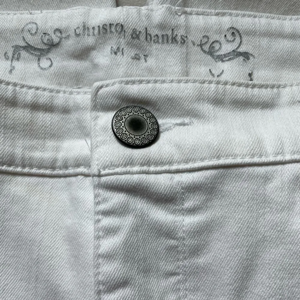 Christopher & Banks White Denim Riveted & Notched Capris Crop Pants size 16 - Image 4